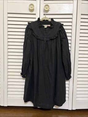 Bonpoint Black Long-Sleeve Ruffle Collar Dress